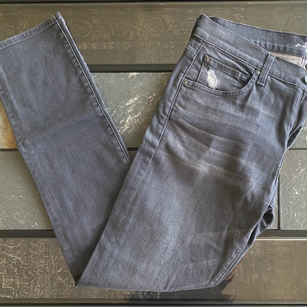 7 For All Mankind Gray Distressed Slim Jeans - Picture 13 of 13